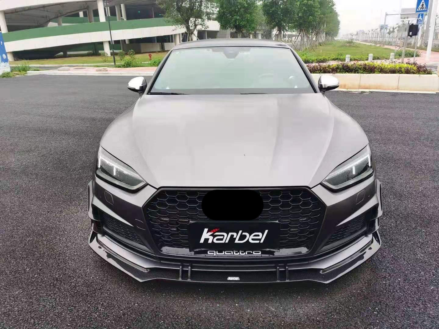KARBEL CARBON DRY CARBON FIBER FRONT LIP VER.1 FOR AUDI S5 & A5 S LINE 2017-2019 B9