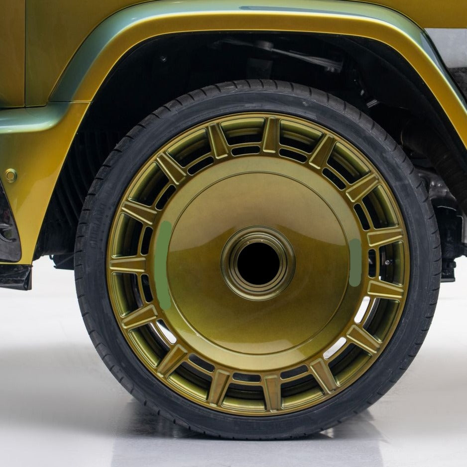 Mansory GRONOS COUPE design Wheels rims FD.15 for Mercedes G-class W463A W464 G63 G500 G400 with ROTATING CAPS Monoblock, Wheels fitment Specs: 24 x 10 ET 20 PCD: 5 x 130 Also available in 17 , 18 , 19 , 20 , 21 , 22 , 23 , 24 inch 6061-T6 aluminum  Monoblock, 2-piece,