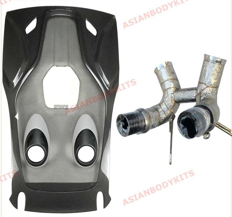 DRY CARBON FIBER ENGINE COVER WITH EXHAUST 600LT STYLE for MCLAREN 540C 570GT 570S SPORTS SERIES P13 2015 - 2020