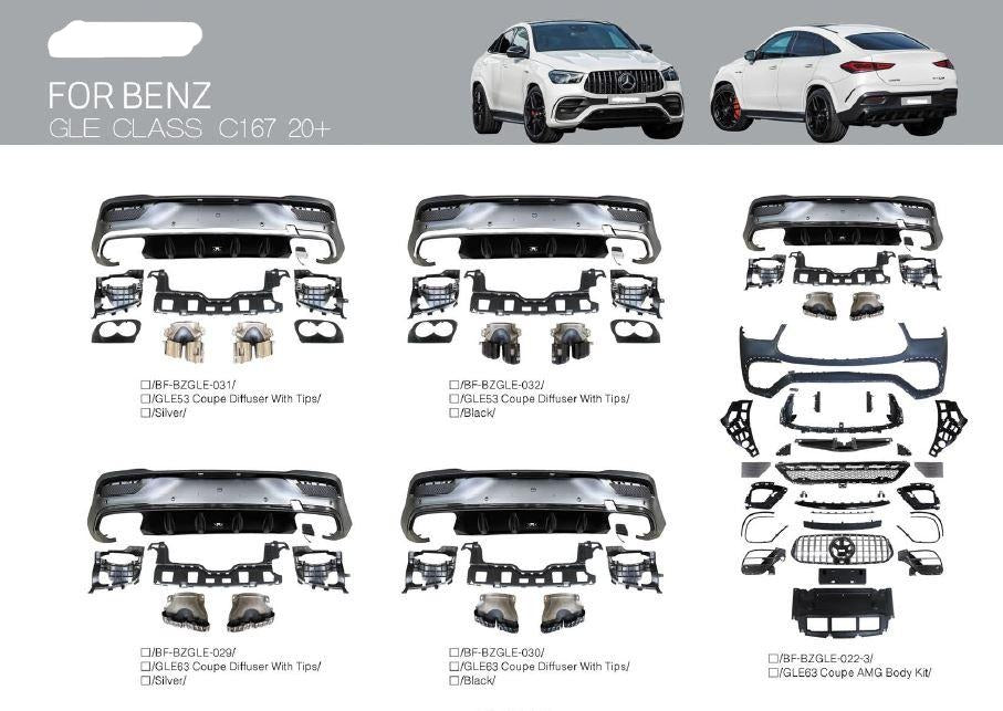 MERCEDES-BENS--GLE-W166-C167-AMG-KIT-REAR-FRONT-BUMPER-DUFFUSER-AERO-FACELIFT-2020-2022-CARBON-SPOILER