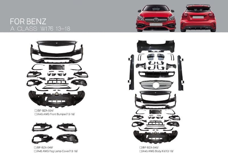CONVERSION BODY KIT for MERCEDES BENZ A CLASS W176 2013 - 2018 UPGRADE to A CLASS AMG W176 2013 - 2018