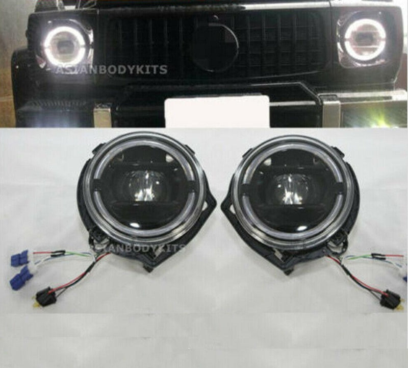 CONVERSION MERCEDES BENZ G CLASS W464 FULL LED HEADLIGHTS BLACK WITH TURN FUNCTION for MERCEDES BENZ G CLASS W463 G300 G320 G500 1986 - 2006