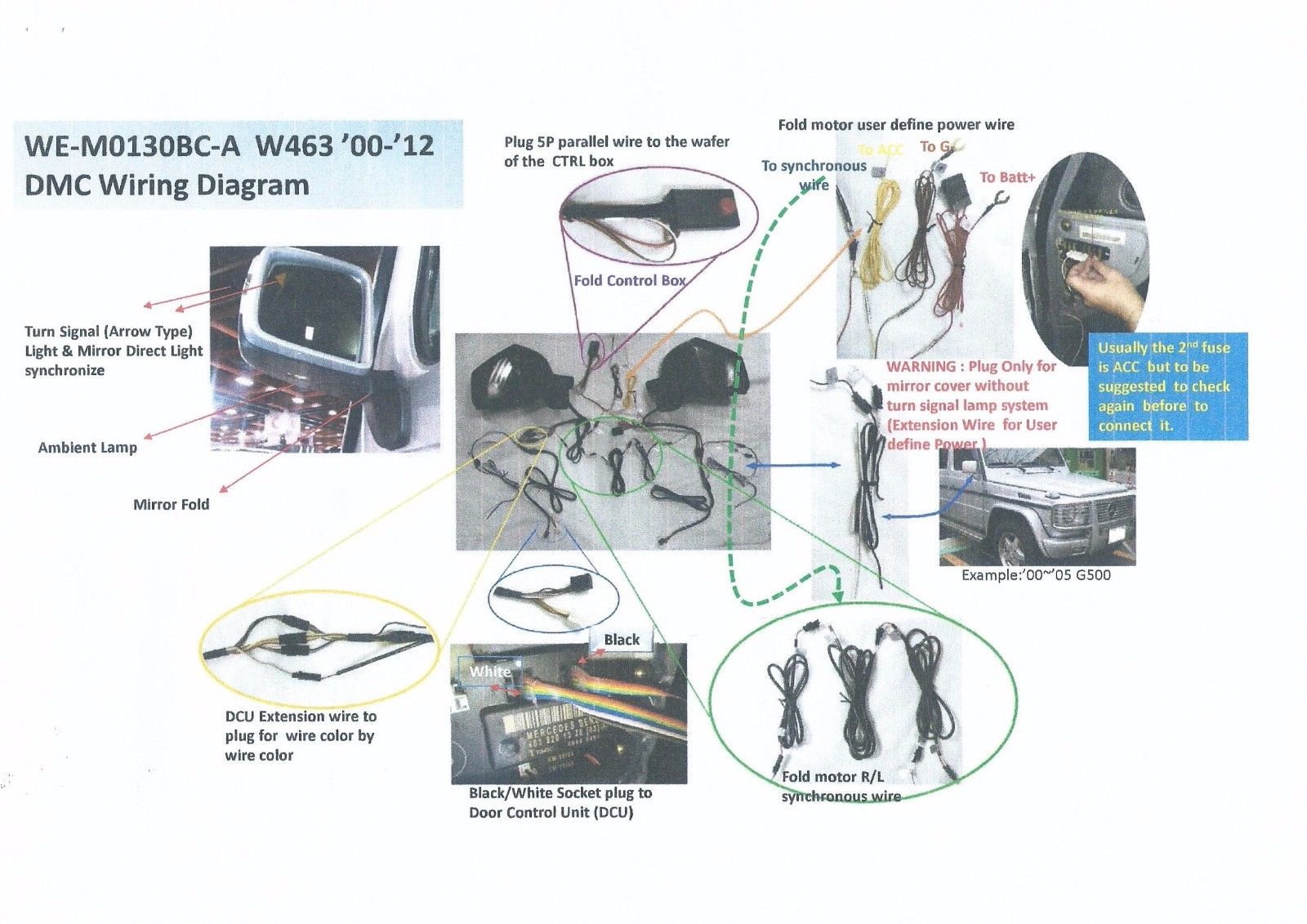 for Mercedes Benz W463 G class G500 G55 Mirrors Facelift (BLACK) 2000 - 2012