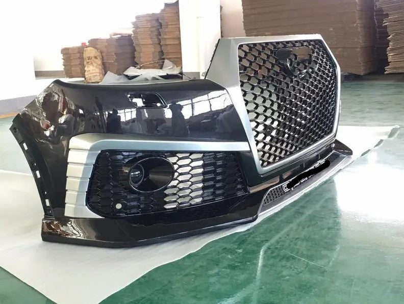 RSQ7 STYLE FRONT BUMPER WITH GRILLE for AUDI Q7 4M 2015 - 2019  Set includes:  Front Bumper Front Grille Fog Lights Cover