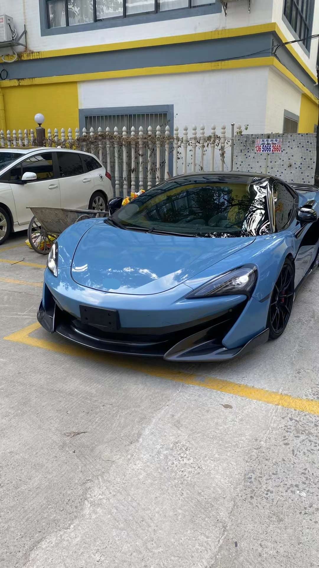Carbon Fiber Conversion Body Kit For MCLAREN 570S 540C TO 600LT  Set Include:  Front Bumper Front Hood Rear Hood Rear Bumper Rear Spoiler Material: Carbon Fiber
