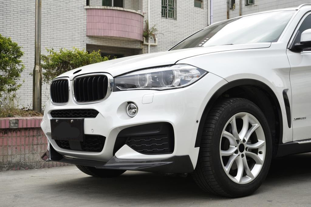 CARBON FIBER FRONT LIP for BMW X6 F16 M SPORT 4-DOOR 2015 - 2018 (Fits:M-TECH)   
Set includes:
Front lip
Material: Real Carbon Fiber
Note: Professional installation is required