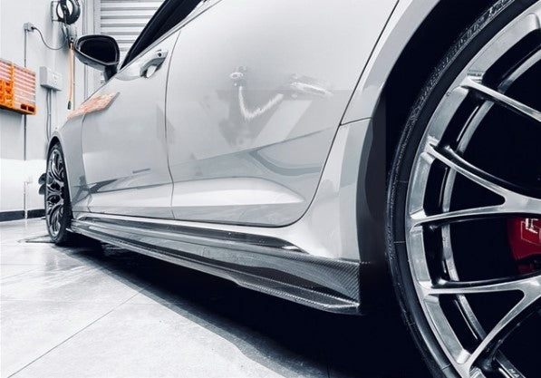 CARBON SIDE SKIRTS for AUDI RS4 A4 AVANT B9 2016 - 2019