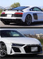 CONVERSION BODY KIT FOR AUDI R8 4S 2015 - 2018 TO R8 4S 2019+ Set includes: Front Bumper Assembly Front Grille Side Skirts Rear Bumper Assembly Rear Diffuser