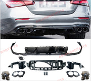 for MERCEDES BENZ E Class W213 E53 REAR DIFFUSER with EXHAUST TIPS 2020+ (Black)
