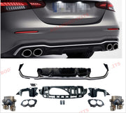 for MERCEDES BENZ E Class W213 E53 REAR DIFFUSER with EXHAUST TIPS 2020+ (Silver)