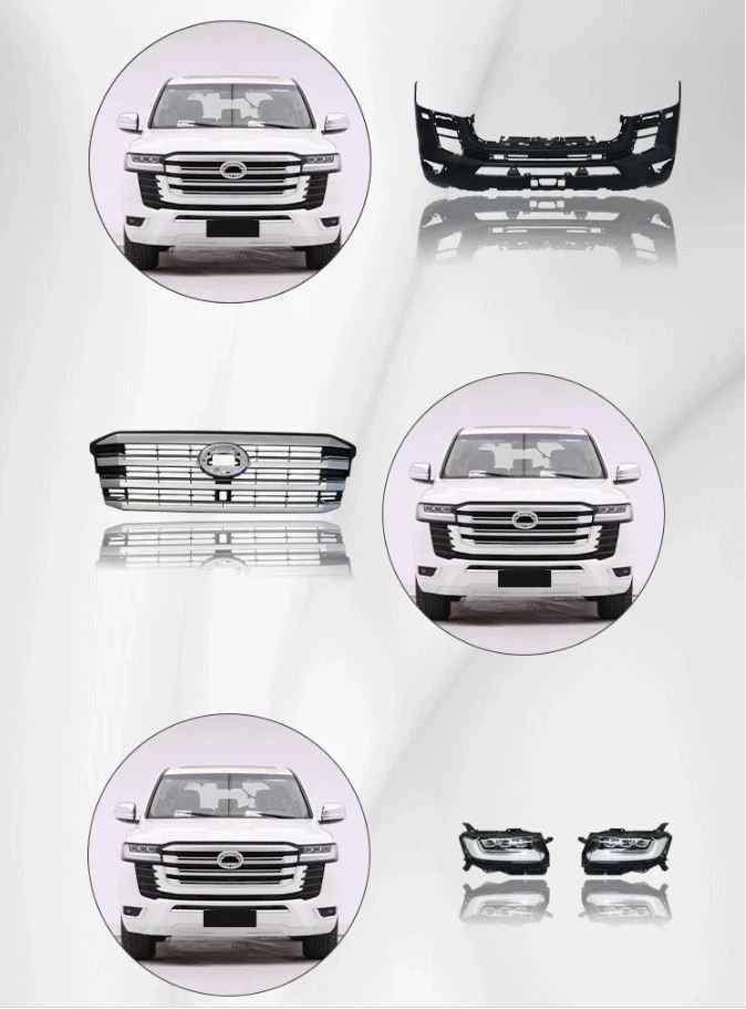 CONVERSION BODY KIT for TOYOTA LAND CRUISER 200 LC 200 to LAND CRUISER 300 LC 300
Set includes:
Front Bumper
Front Grille
Side Fenders
Rear Bumper
Material: Plastic + Stainless Steel
NOTE: Professional installation is required.
Contact us for pricing