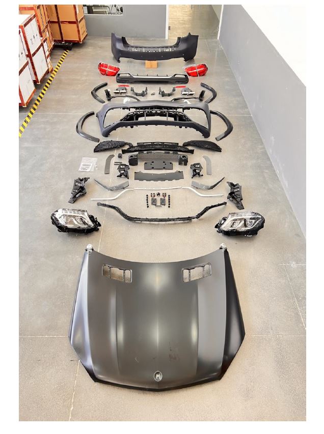 CONVERSION BODY KIT for MERCEDES-BENZ GL X166 2013 - 2016 to GLS63 AMG  Set includes:  Front Bumper Grille Fender Flares Rear Bumper Exhaust Tips Hood Headlights  Tail Lights