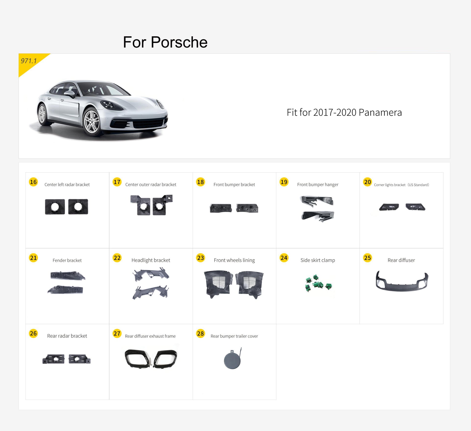 Porsche Panamera 2017-2020 Auto Parts