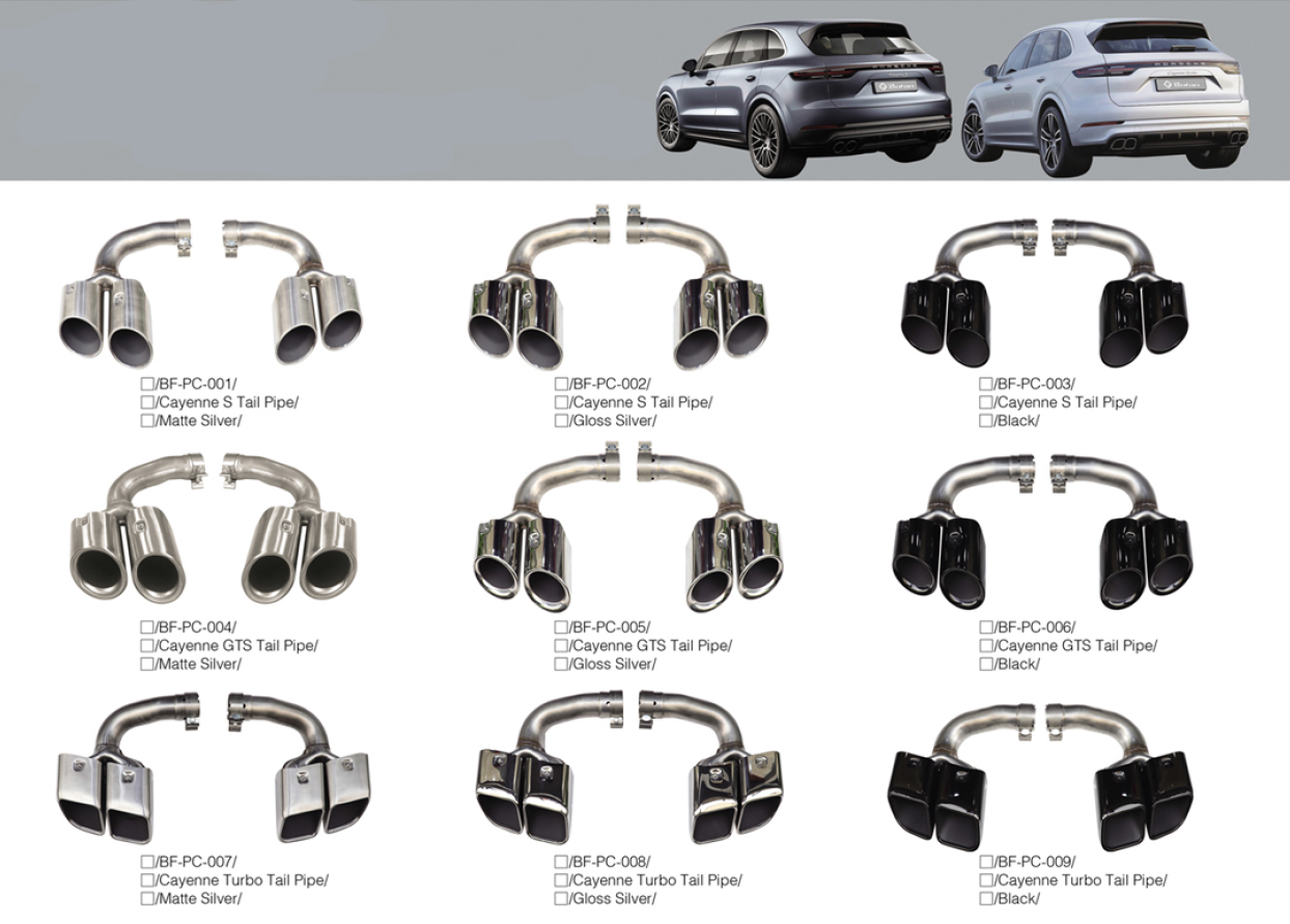 cayenne tail pipes to custom