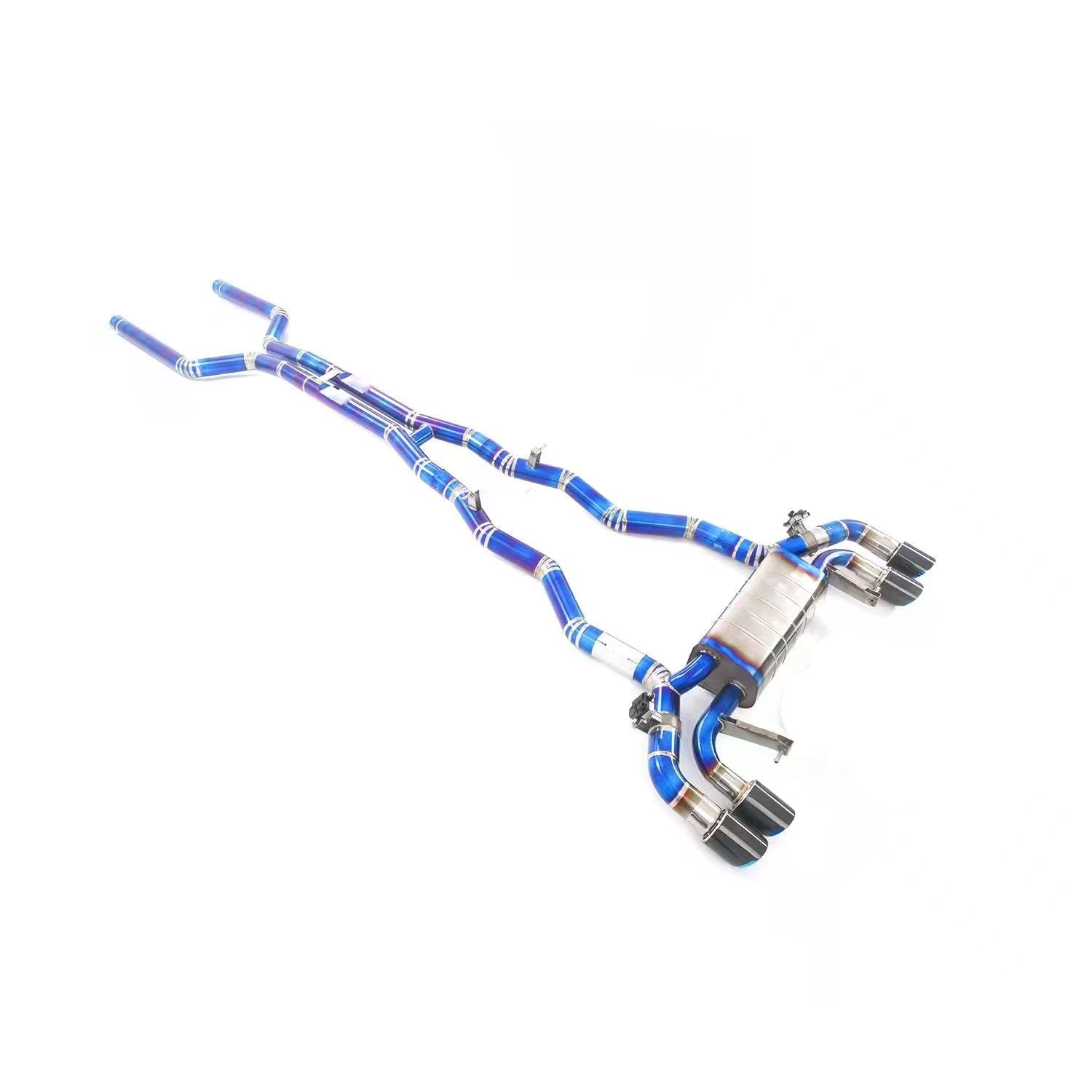 Aggressive Sporty Sound Valved Exhaust Catback Muffler For BMW M8 F93 Gran Coupe 2019+ 4.4L  Set include:  Center pipes Muffler with valves The valve control unit and remote controller Material: Stainless steel  Production time: 10 days  NOTE: Professional installation is required.