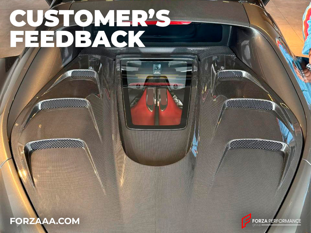 We manufactured a Engine Cover for our client's FERRARI 296 GTB.  Set includes:  Engine Cover  Our happy customer has already shared photos of the Harness Bar installed on their FERRARI 296 GTB.  Sold item: