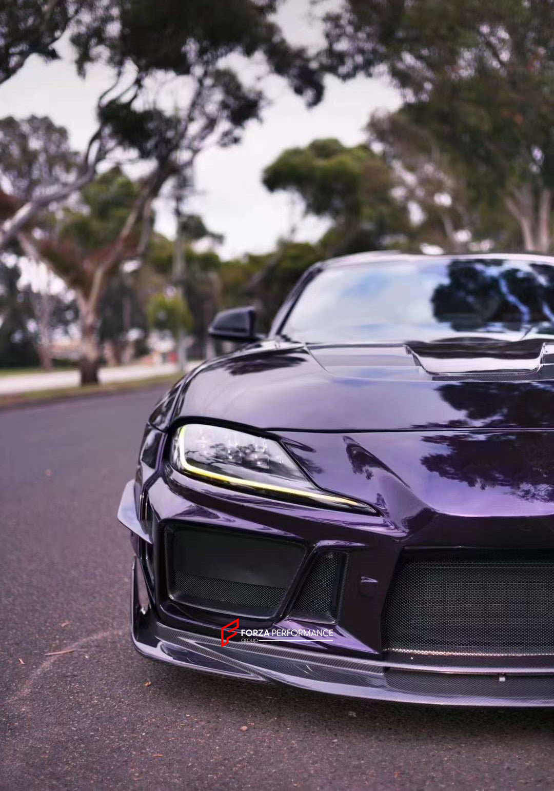 BKSS II CARBON BODY KIT FOR TOYOTA SUPRA A90 A91 2019+  Set includes:  Front Lip Front Canards Front Bumper Hood Side Skirts