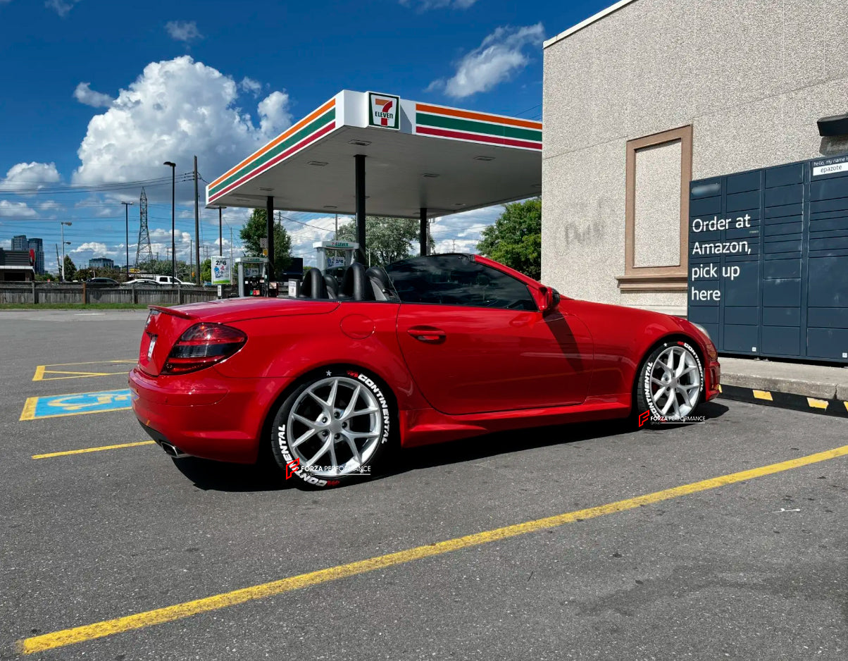 We manufacture premium quality forged wheels for MERCEDES BENZ SLK200 R171 2004 - 2011&nbsp;in any design, size, color.

THIS WHEEL DESIGN CAN BE CUSTOM-MADE FOR YOUR CAR IN ANY SIZE AND COLOR OPTIONS
Available in monoblock, 2-piece, 3-piece, duoblock, beadlock
3D wheel renderings are provided according to the exact dimensions and specifications requested by the client, ensuring proper fitment for their car prior to production

OPTIONS:

Brushed, polished, chrome, dual-color, milled face
Floating spinning c