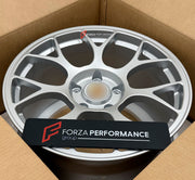 We manufactured premium quality forged wheels rims for our client's Porsche 911 997.2 S Cabriolet 2008 - 2013 with the following specifications:

WHEEL SIZE:

Front: 19 x 9 ET 50
Rear: 19 x 11.5 ET 65
PCD: 5 x 130
CB: 71.6
Finish: Satin Silver
Material: 6061-T6 Forged Aluminum
THIS WHEEL DESIGN CAN BE CUSTOM-MADE FOR YOUR CAR IN ANY SIZE AND COLOR OPTIONS
Available in monoblock, 2-piece, 3-piece, duoblock, beadlock
3D wheel renderings are provided according to the exact dimensions and specifications request