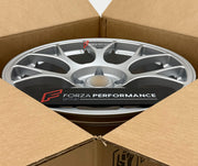 We manufactured premium quality forged wheels rims for our client's Porsche 911 997.2 S Cabriolet 2008 - 2013 with the following specifications:

WHEEL SIZE:

Front: 19 x 9 ET 50
Rear: 19 x 11.5 ET 65
PCD: 5 x 130
CB: 71.6
Finish: Satin Silver
Material: 6061-T6 Forged Aluminum
THIS WHEEL DESIGN CAN BE CUSTOM-MADE FOR YOUR CAR IN ANY SIZE AND COLOR OPTIONS
Available in monoblock, 2-piece, 3-piece, duoblock, beadlock
3D wheel renderings are provided according to the exact dimensions and specifications request