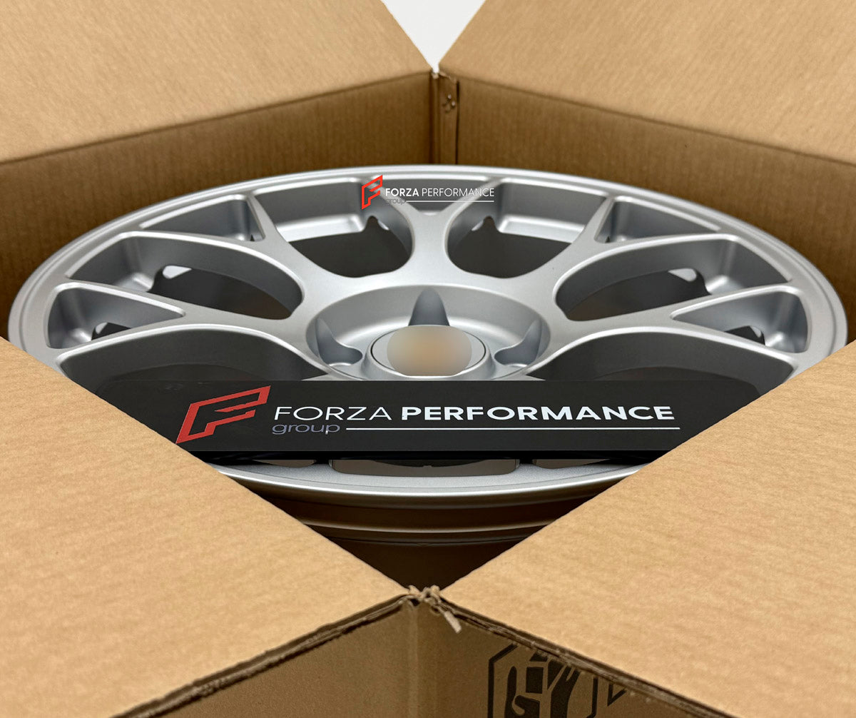 We manufactured premium quality forged wheels rims for our client's Porsche 911 997.2 S Cabriolet 2008 - 2013 with the following specifications:

WHEEL SIZE:

Front: 19 x 9 ET 50
Rear: 19 x 11.5 ET 65
PCD: 5 x 130
CB: 71.6
Finish: Satin Silver
Material: 6061-T6 Forged Aluminum
THIS WHEEL DESIGN CAN BE CUSTOM-MADE FOR YOUR CAR IN ANY SIZE AND COLOR OPTIONS
Available in monoblock, 2-piece, 3-piece, duoblock, beadlock
3D wheel renderings are provided according to the exact dimensions and specifications request