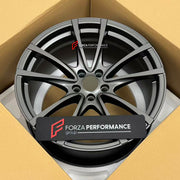 We manufactured premium quality forged wheels rims for our client's Ferrari F430 2004 - 2009 with the following specifications:

WHEEL SIZE:

Front: 19 x 8 ET 22
Rear: 19 x 10 ET 24
PCD: 5 x 108
CB: 67.1
Finish: Matte Gunmetal
Material: 6061-T6 Forged Aluminum
THIS WHEEL DESIGN CAN BE CUSTOM-MADE FOR YOUR CAR IN ANY SIZE AND COLOR OPTIONS
Available in monoblock, 2-piece, 3-piece, duoblock, beadlock
3D wheel renderings are provided according to the exact dimensions and specifications requested by the client,