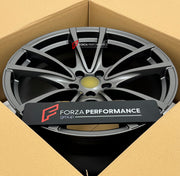 We manufactured premium quality forged wheels rims for our client's Ferrari F430 2004 - 2009 with the following specifications:

WHEEL SIZE:

Front: 19 x 8 ET 22
Rear: 19 x 10 ET 24
PCD: 5 x 108
CB: 67.1
Finish: Matte Gunmetal
Material: 6061-T6 Forged Aluminum
THIS WHEEL DESIGN CAN BE CUSTOM-MADE FOR YOUR CAR IN ANY SIZE AND COLOR OPTIONS
Available in monoblock, 2-piece, 3-piece, duoblock, beadlock
3D wheel renderings are provided according to the exact dimensions and specifications requested by the client,