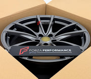 We manufactured premium quality forged wheels rims for our client's Ferrari F430 2004 - 2009 with the following specifications:

WHEEL SIZE:

Front: 19 x 8 ET 22
Rear: 19 x 10 ET 24
PCD: 5 x 108
CB: 67.1
Finish: Matte Gunmetal
Material: 6061-T6 Forged Aluminum
THIS WHEEL DESIGN CAN BE CUSTOM-MADE FOR YOUR CAR IN ANY SIZE AND COLOR OPTIONS
Available in monoblock, 2-piece, 3-piece, duoblock, beadlock
3D wheel renderings are provided according to the exact dimensions and specifications requested by the client,