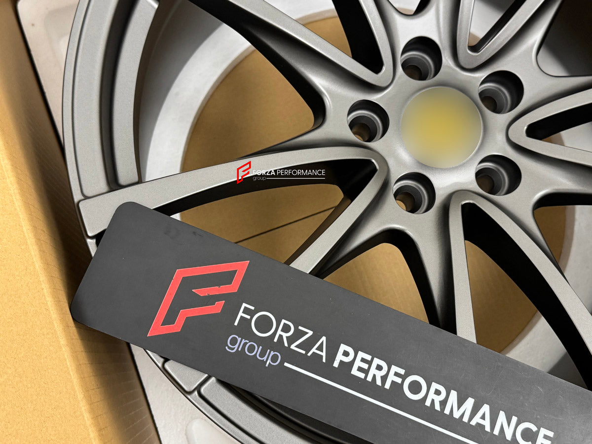 We manufactured premium quality forged wheels rims for our client's Ferrari F430 2004 - 2009 with the following specifications:

WHEEL SIZE:

Front: 19 x 8 ET 22
Rear: 19 x 10 ET 24
PCD: 5 x 108
CB: 67.1
Finish: Matte Gunmetal
Material: 6061-T6 Forged Aluminum
THIS WHEEL DESIGN CAN BE CUSTOM-MADE FOR YOUR CAR IN ANY SIZE AND COLOR OPTIONS
Available in monoblock, 2-piece, 3-piece, duoblock, beadlock
3D wheel renderings are provided according to the exact dimensions and specifications requested by the client,
