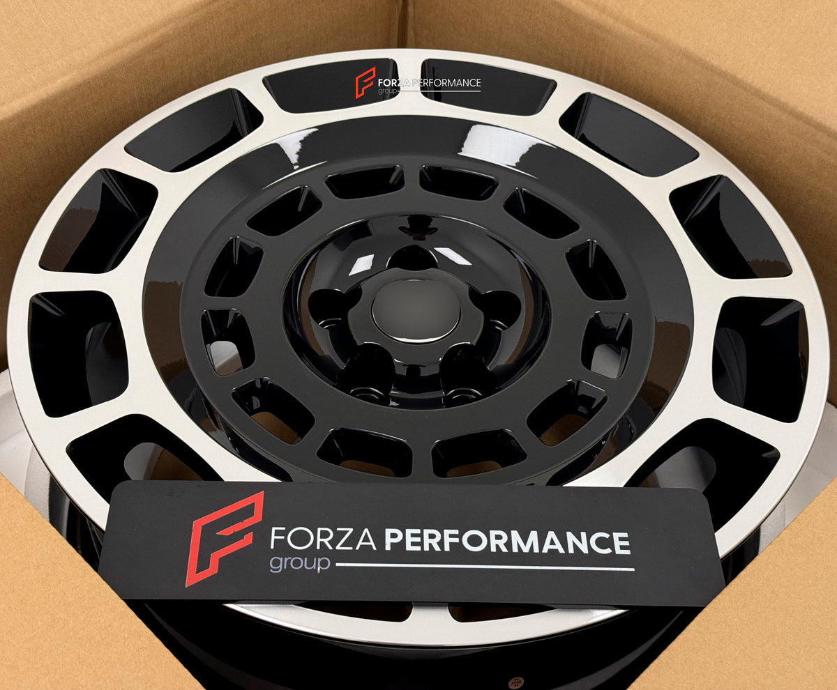We manufactured premium quality forged wheels rims for our client's Land Rover Defender L663 2020+ with the following specifications:

WHEEL SIZE:

Front: 20 x 9 ET 30
Rear: 20 x 9 ET 30
PCD: 5 x 120
CB: 72.6
Finish: Gloss Black With Machined Face
Material: 6061-T6 Forged Aluminum
THIS WHEEL DESIGN CAN BE CUSTOM-MADE FOR YOUR CAR IN ANY SIZE AND COLOR OPTIONS
Available in monoblock, 2-piece, 3-piece, duoblock, beadlock
3D wheel renderings are provided according to the exact dimensions and specifications req