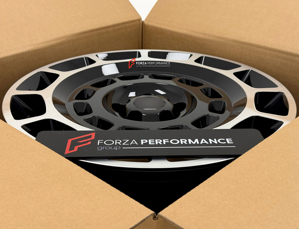 We manufactured premium quality forged wheels rims for our client's Land Rover Defender L663 2020+ with the following specifications:

WHEEL SIZE:

Front: 20 x 9 ET 30
Rear: 20 x 9 ET 30
PCD: 5 x 120
CB: 72.6
Finish: Gloss Black With Machined Face
Material: 6061-T6 Forged Aluminum
THIS WHEEL DESIGN CAN BE CUSTOM-MADE FOR YOUR CAR IN ANY SIZE AND COLOR OPTIONS
Available in monoblock, 2-piece, 3-piece, duoblock, beadlock
3D wheel renderings are provided according to the exact dimensions and specifications req