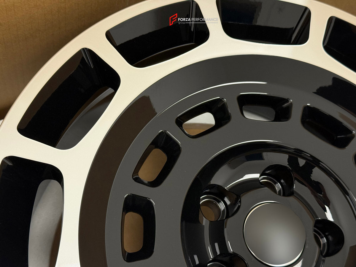 We manufactured premium quality forged wheels rims for our client's Land Rover Defender L663 2020+ with the following specifications:

WHEEL SIZE:

Front: 20 x 9 ET 30
Rear: 20 x 9 ET 30
PCD: 5 x 120
CB: 72.6
Finish: Gloss Black With Machined Face
Material: 6061-T6 Forged Aluminum
THIS WHEEL DESIGN CAN BE CUSTOM-MADE FOR YOUR CAR IN ANY SIZE AND COLOR OPTIONS
Available in monoblock, 2-piece, 3-piece, duoblock, beadlock
3D wheel renderings are provided according to the exact dimensions and specifications req