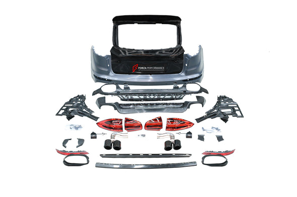 CONVERSION REAR SIDE for PORSCHE CAYENNE 958.1 UPGRADE TO 958.2

Set includes:

Rear Trunk
Rear Tail Lights
Rear Bumper

Rear Diffuser
Exhaust Tips

Material: Plastic PP + Aluminium

NOTE: Professional installation is required. Factory LED DRL must be reused

CONTACT US FOR PRICING

Payment ►
Visa

Mastercard

PayPal with a credit card (add 4.4% at checkout)
Payoneer
Cryptocurrency
Shipment ►
By express DHL/UPS/TNT/FedEx
To the local international airport
Special line by air
Special line by the sea
To Europ