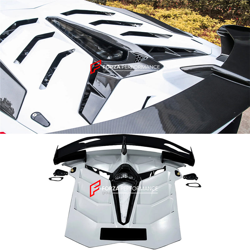 CARBON ENGINE HOOD BONNET with REAR WING SPOILER for LAMBORGHINI AVENTADOR LP700 LP740 LP750 SVJ 2011 - 2021