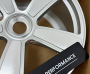 We manufacture premium quality forged wheels rims for Porsche 911 992.1 GTS 2019 - 2025 in any design, size, color.

WHEEL SIZE:

Front: 21 x 8.5 ET 40
Rear: 22 x 11.5 ET 57
PCD: 5 x 130
CB: 71.6
Finish: Gloss Silver with Machined Face
Material: 6061-T6 Forged Aluminum
THIS WHEEL DESIGN CAN BE CUSTOM-MADE FOR YOUR CAR IN ANY SIZE AND COLOR OPTIONS
Available in monoblock, 2-piece, 3-piece, duoblock, beadlock
3D wheel renderings are provided according to the exact dimensions and specifications requested by th