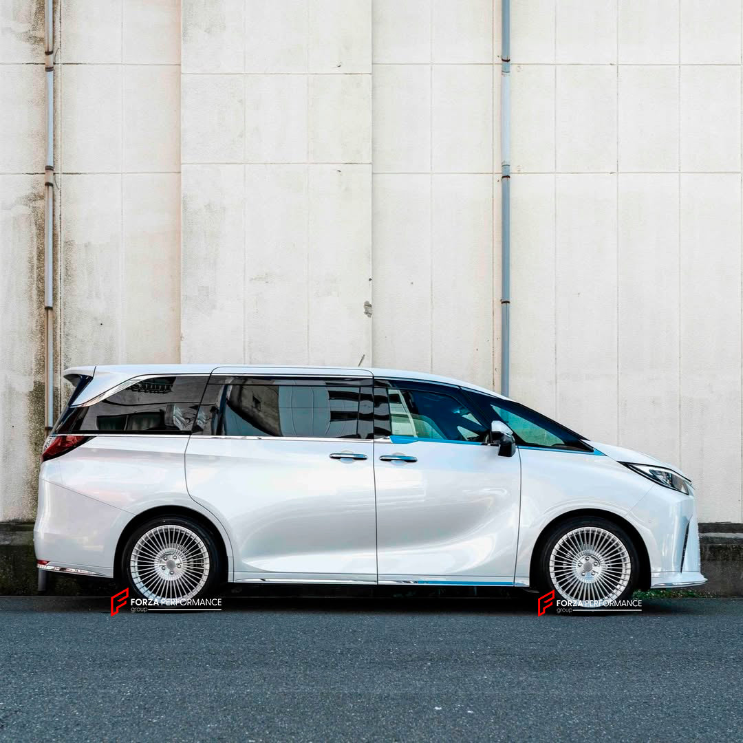 We manufactured premium quality forged wheels rims for our client's LEXUS LM500H AW10 2023 - 2026 with the following specifications:

WHEEL SIZE:

PCD: 5 x 120
CB: 60.1
THIS WHEEL DESIGN CAN BE CUSTOM-MADE FOR YOUR CAR IN ANY SIZE AND COLOR OPTIONS
Available in monoblock, 2-piece, 3-piece, duoblock, beadlock
3D wheel renderings are provided according to the exact dimensions and specifications requested by the client, ensuring proper fitment for their car prior to production

OPTIONS: 

Brushed, po