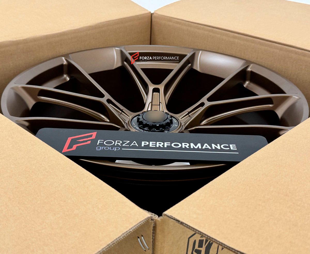 We manufacture premium quality forged wheels rims for Porsche 718 Cayman GT4 2024 in any design, size, color.

WHEEL SIZE:

Front: 21 x 11.5 ET 22
Rear: 21 x 11.5 ET 22
PCD: 5 x 112
CB: 66.5
Finish: Dark Satin Bronze
Material: 6061-T6 Forged Aluminum
THIS WHEEL DESIGN CAN BE CUSTOM-MADE FOR YOUR CAR IN ANY SIZE AND COLOR OPTIONS
Available in monoblock, 2-piece, 3-piece, duoblock, beadlock
3D wheel renderings are provided according to the exact dimensions and specifications requested by the client, ensuring 