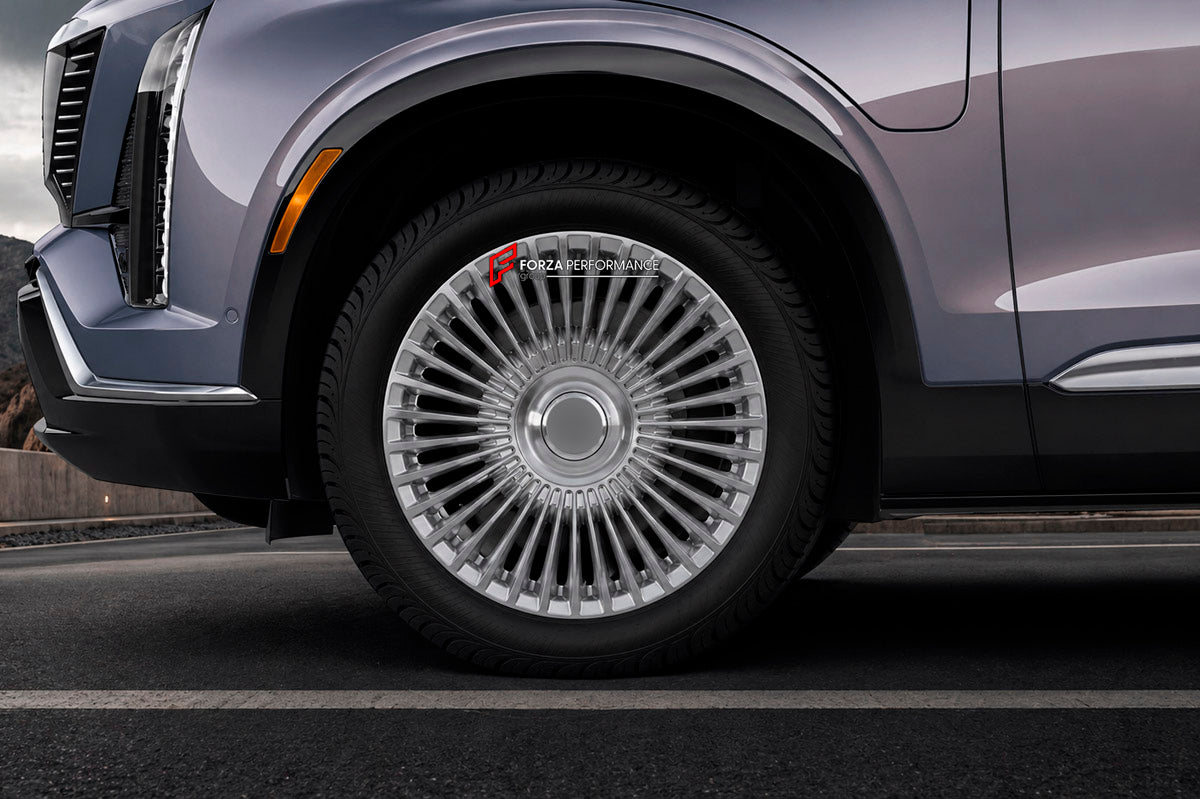 We manufacture premium quality forged wheels rims for Cadillac Vistiq 2025+ in any design, size, color.

WHEEL SIZE:

Front: 22 x 10 ET 40
Rear: 22 x 10 ET 40
PCD: 6 x 139.7
CB: 78.1
Finish: Gloss Silver with Brushed Face
Material: 6061-T6 Forged Aluminum
THIS WHEEL DESIGN CAN BE CUSTOM-MADE FOR YOUR CAR IN ANY SIZE AND COLOR OPTIONS
Available in monoblock, 2-piece, 3-piece, duoblock, beadlock
3D wheel renderings are provided according to the exact dimensions and specifications requested by the client, ensu