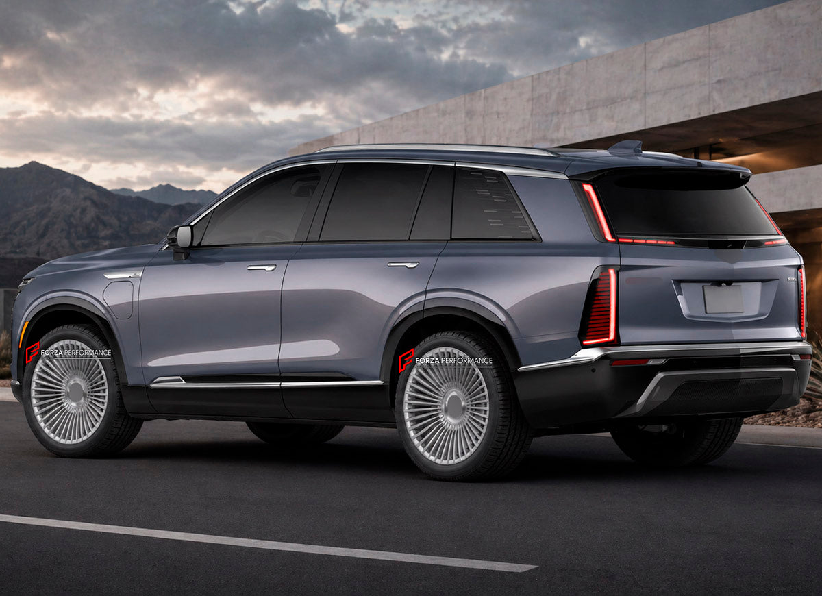 We manufacture premium quality forged wheels rims for Cadillac Vistiq 2025+ in any design, size, color.

WHEEL SIZE:

Front: 22 x 10 ET 40
Rear: 22 x 10 ET 40
PCD: 6 x 139.7
CB: 78.1
Finish: Gloss Silver with Brushed Face
Material: 6061-T6 Forged Aluminum
THIS WHEEL DESIGN CAN BE CUSTOM-MADE FOR YOUR CAR IN ANY SIZE AND COLOR OPTIONS
Available in monoblock, 2-piece, 3-piece, duoblock, beadlock
3D wheel renderings are provided according to the exact dimensions and specifications requested by the client, ensu