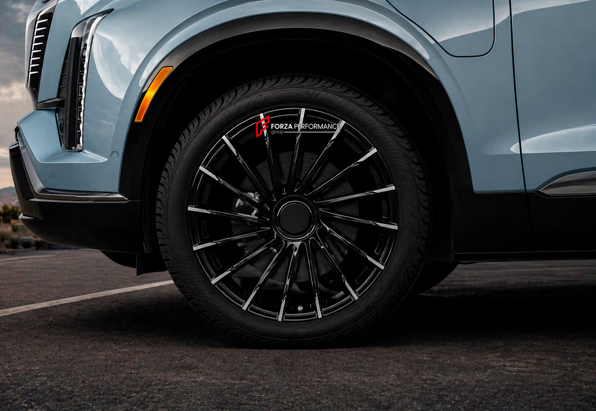 We manufacture premium quality forged wheels rims for Cadillac Vistiq 2025+ in any design, size, color.

WHEEL SIZE:

Front: 22 x 10 ET 40
Rear: 22 x 10 ET 40
PCD: 6 x 139.7
CB: 78.1
Finish: Gloss Black Machined Tips
Material: 6061-T6 Forged Aluminum
THIS WHEEL DESIGN CAN BE CUSTOM-MADE FOR YOUR CAR IN ANY SIZE AND COLOR OPTIONS
Available in monoblock, 2-piece, 3-piece, duoblock, beadlock
3D wheel renderings are provided according to the exact dimensions and specifications requested by the client, ensuring 
