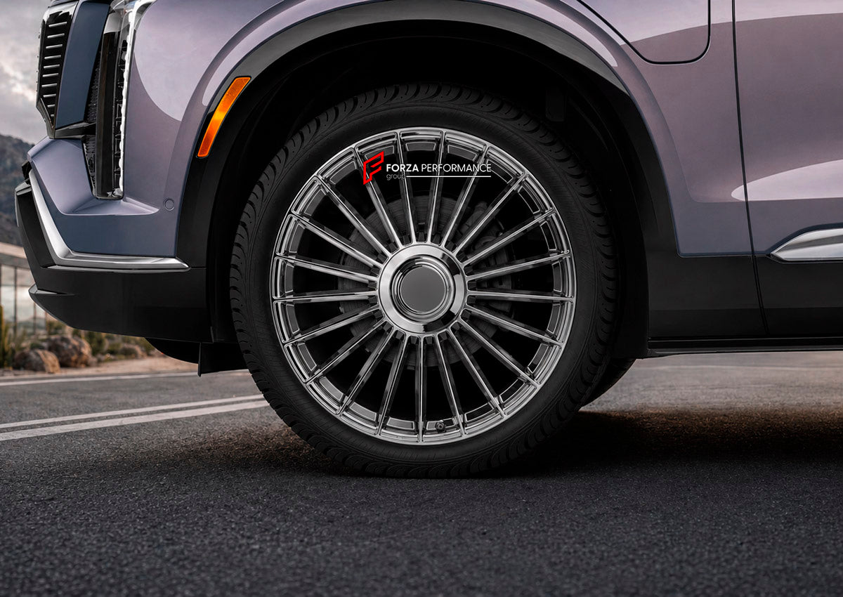 We manufacture premium quality forged wheels rims for Cadillac Vistiq 2025+ in any design, size, color.

WHEEL SIZE:

Front: 22 x 10 ET 40
Rear: 22 x 10 ET 40
PCD: 6 x 139.7
CB: 78.1
Finish: Chrome
Material: 6061-T6 Forged Aluminum
THIS WHEEL DESIGN CAN BE CUSTOM-MADE FOR YOUR CAR IN ANY SIZE AND COLOR OPTIONS
Available in monoblock, 2-piece, 3-piece, duoblock, beadlock
3D wheel renderings are provided according to the exact dimensions and specifications requested by the client, ensuring proper fitment for 