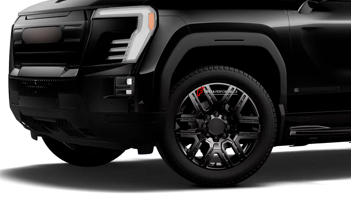 We manufacture premium quality forged wheels rims for GMC Sierra EV Elevation 2023+ in any design, size, color.

WHEEL SIZE:

Front: 22 x 9 ET 35
Rear: 22 x 9 ET 35
PCD: 8 x 165.1
CB: 116.7
Finish: High Gloss Black
Material: 6061-T6 Forged Aluminum
THIS WHEEL DESIGN CAN BE CUSTOM-MADE FOR YOUR CAR IN ANY SIZE AND COLOR OPTIONS
Available in monoblock, 2-piece, 3-piece, duoblock, beadlock
3D wheel renderings are provided according to the exact dimensions and specifications requested by the client, ensuring pr