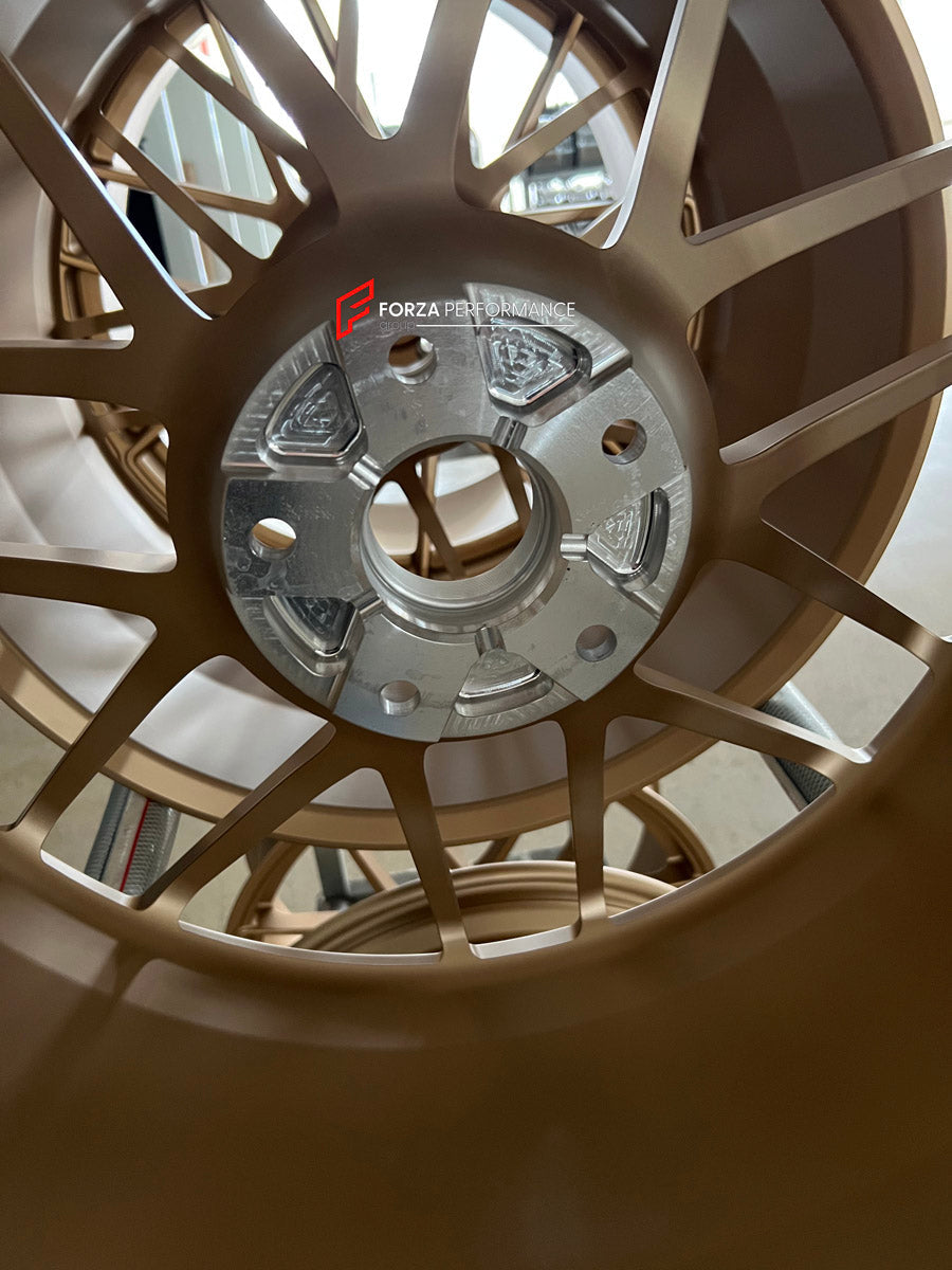 We manufactured premium quality forged wheels rims for our client's Porsche Cayenne GTS 2026+ with the following specifications:

WHEEL SIZE:

Front: 22 x 10 ET 48
Rear: 22 x 11.5 ET 61
PCD: 5 x 130
CB: 71.6
Weight: Front: 14.00 kg (30.86 lbs) Rear: 14.25 kg (31.41 lbs)
Finish: Satin Gold
Material: 6061-T6 Forged Aluminum
THIS WHEEL DESIGN CAN BE CUSTOM-MADE FOR YOUR CAR IN ANY SIZE AND COLOR OPTIONS
Available in monoblock, 2-piece, 3-piece, duoblock, beadlock
3D wheel renderings are provided according to t