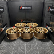 We manufactured premium quality forged wheels rims for our client's Porsche Cayenne GTS 2026+ with the following specifications:

WHEEL SIZE:

Front: 22 x 10 ET 48
Rear: 22 x 11.5 ET 61
PCD: 5 x 130
CB: 71.6
Weight: Front: 14.00 kg (30.86 lbs) Rear: 14.25 kg (31.41 lbs)
Finish: Satin Gold
Material: 6061-T6 Forged Aluminum
THIS WHEEL DESIGN CAN BE CUSTOM-MADE FOR YOUR CAR IN ANY SIZE AND COLOR OPTIONS
Available in monoblock, 2-piece, 3-piece, duoblock, beadlock
3D wheel renderings are provided according to t