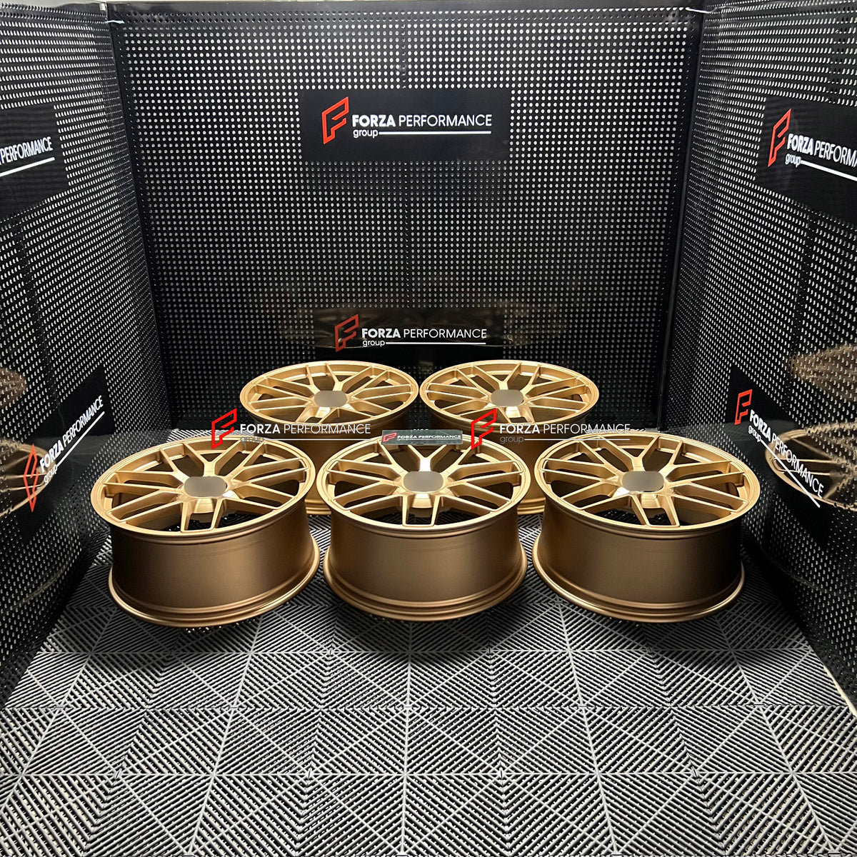 We manufactured premium quality forged wheels rims for our client's Porsche Cayenne GTS 2026+ with the following specifications:

WHEEL SIZE:

Front: 22 x 10 ET 48
Rear: 22 x 11.5 ET 61
PCD: 5 x 130
CB: 71.6
Weight: Front: 14.00 kg (30.86 lbs) Rear: 14.25 kg (31.41 lbs)
Finish: Satin Gold
Material: 6061-T6 Forged Aluminum
THIS WHEEL DESIGN CAN BE CUSTOM-MADE FOR YOUR CAR IN ANY SIZE AND COLOR OPTIONS
Available in monoblock, 2-piece, 3-piece, duoblock, beadlock
3D wheel renderings are provided according to t