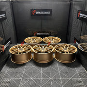 We manufactured premium quality forged wheels rims for our client's Porsche Cayenne GTS 2026+ with the following specifications:

WHEEL SIZE:

Front: 22 x 10 ET 48
Rear: 22 x 11.5 ET 61
PCD: 5 x 130
CB: 71.6
Weight: Front: 14.00 kg (30.86 lbs) Rear: 14.25 kg (31.41 lbs)
Finish: Satin Gold
Material: 6061-T6 Forged Aluminum
THIS WHEEL DESIGN CAN BE CUSTOM-MADE FOR YOUR CAR IN ANY SIZE AND COLOR OPTIONS
Available in monoblock, 2-piece, 3-piece, duoblock, beadlock
3D wheel renderings are provided according to t