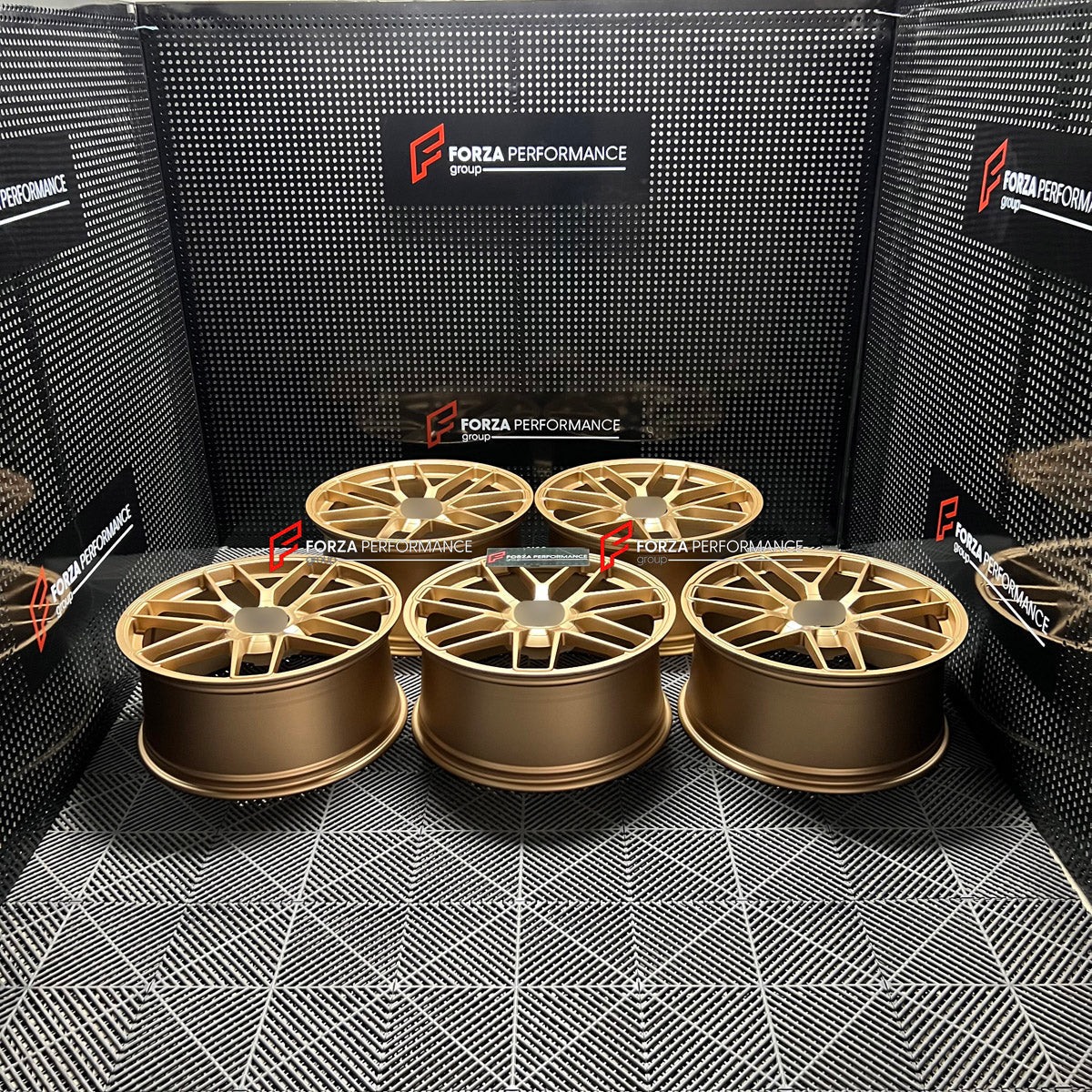We manufactured premium quality forged wheels rims for our client's Porsche Cayenne GTS 2026+ with the following specifications:

WHEEL SIZE:

Front: 22 x 10 ET 48
Rear: 22 x 11.5 ET 61
PCD: 5 x 130
CB: 71.6
Weight: Front: 14.00 kg (30.86 lbs) Rear: 14.25 kg (31.41 lbs)
Finish: Satin Gold
Material: 6061-T6 Forged Aluminum
THIS WHEEL DESIGN CAN BE CUSTOM-MADE FOR YOUR CAR IN ANY SIZE AND COLOR OPTIONS
Available in monoblock, 2-piece, 3-piece, duoblock, beadlock
3D wheel renderings are provided according to t