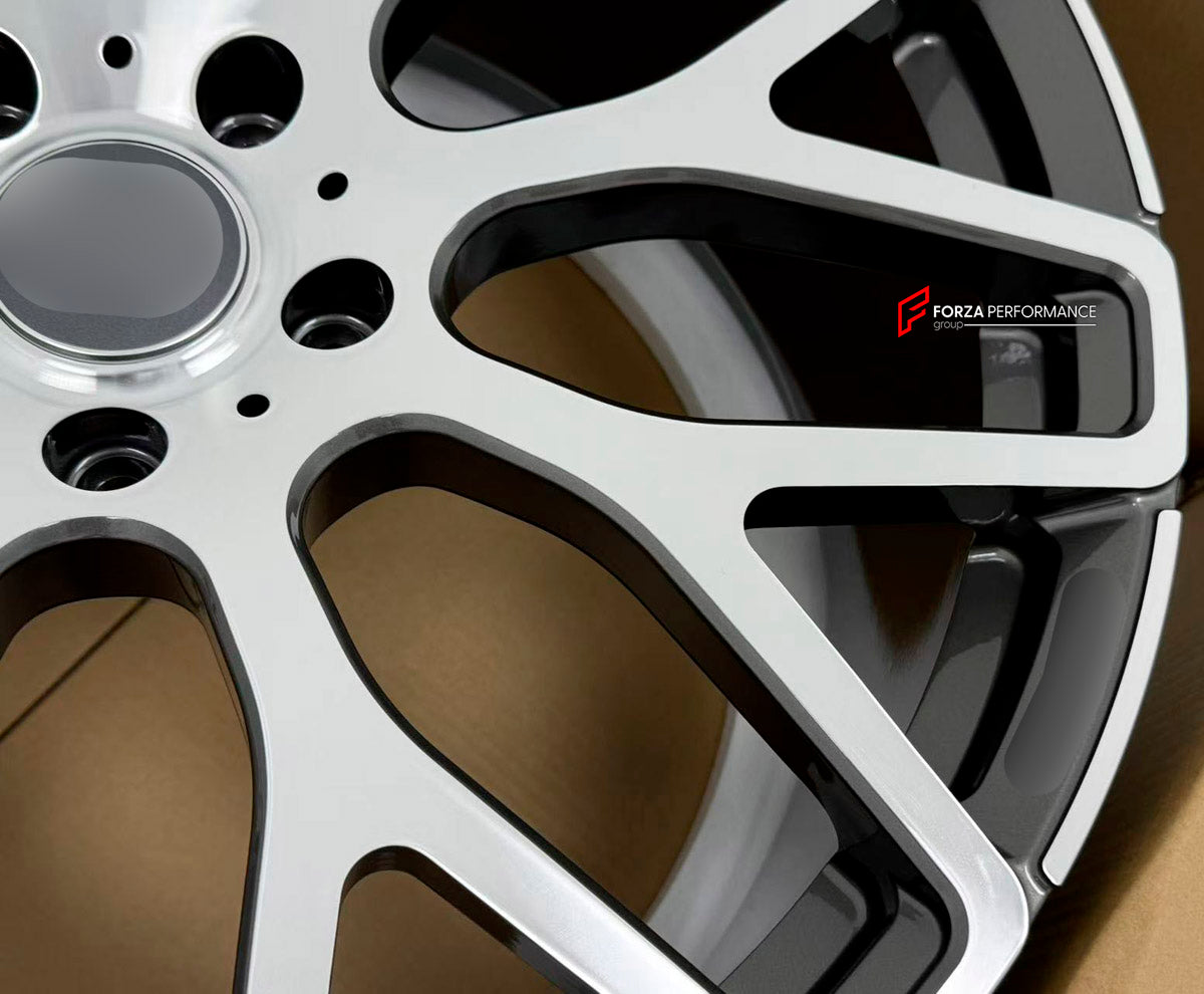 We manufacture premium quality forged wheels rims for Mercedes Benz G63 W464 2018+ in any design, size, color.

WHEEL SIZE:

Front: 23 x 11 ET 60
Rear: 23 x 11 ET 60
PCD: 5 x 130
CB: 84.1
Finish: Gloss Gunmetal and Machined Face
Material: 6061-T6 Forged Aluminum
THIS WHEEL DESIGN CAN BE CUSTOM-MADE FOR YOUR CAR IN ANY SIZE AND COLOR OPTIONS
Available in monoblock, 2-piece, 3-piece, duoblock, beadlock
3D wheel renderings are provided according to the exact dimensions and specifications requested by the clien