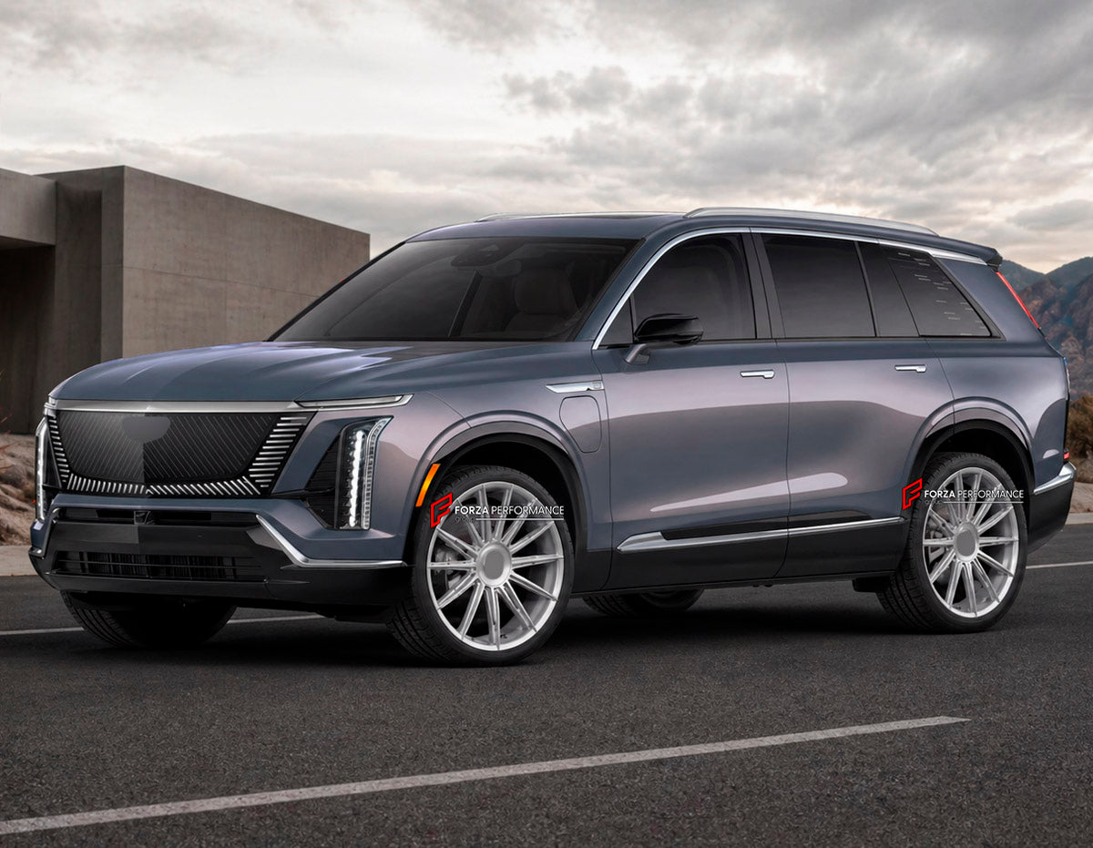 We manufacture premium quality forged wheels rims for Cadillac Vistiq 2025+ in any design, size, color.

WHEEL SIZE:

Front: 24 x 10 ET 40
Rear: 24 x 10 ET 40
PCD: 5 x 112
CB: 66.5
Finish: Brushed Silver
Material: 6061-T6 Forged Aluminum
THIS WHEEL DESIGN CAN BE CUSTOM-MADE FOR YOUR CAR IN ANY SIZE AND COLOR OPTIONS
Available in monoblock, 2-piece, 3-piece, duoblock, beadlock
3D wheel renderings are provided according to the exact dimensions and specifications requested by the client, ensuring proper fitmen