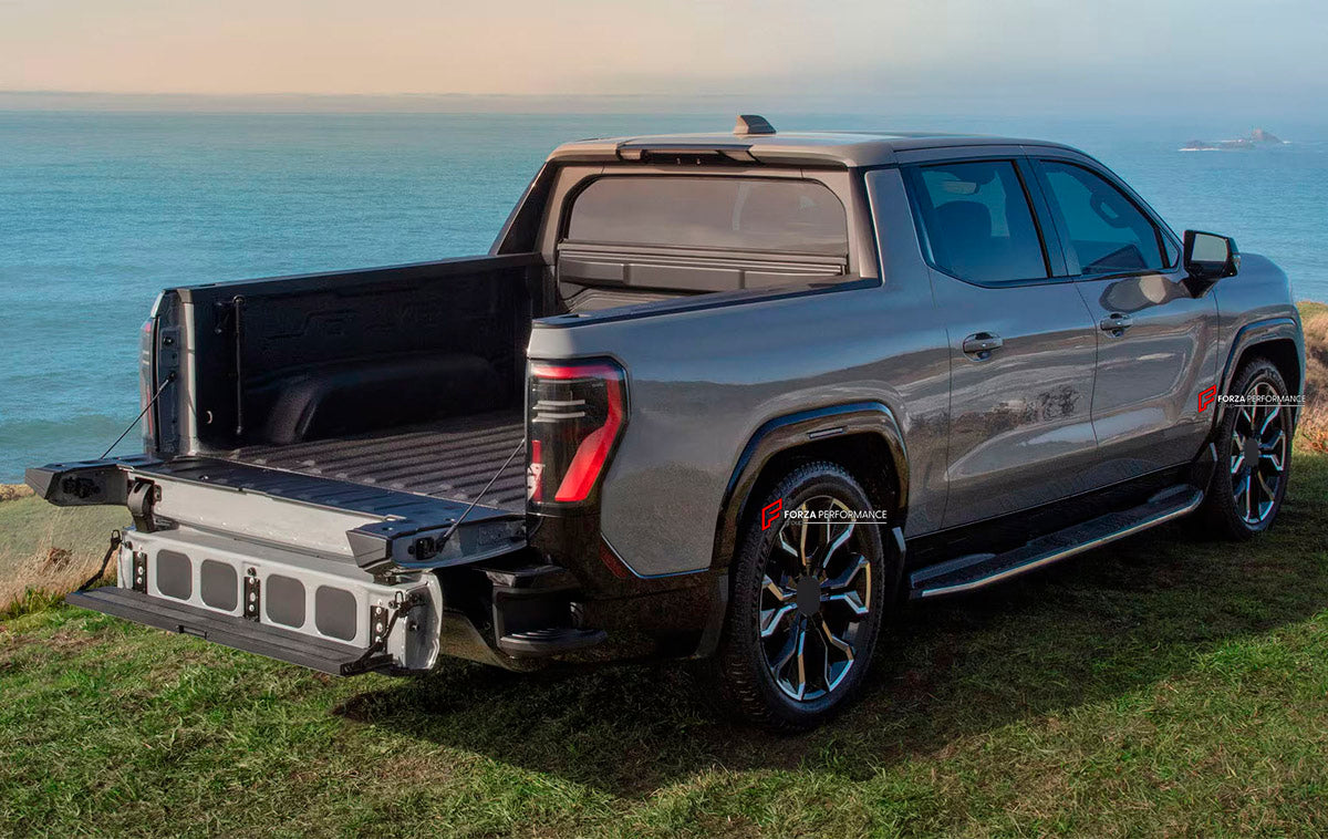 We manufacture premium quality forged wheels rims for GMC Sierra EV Denali 2023+ in any design, size, color.

WHEEL SIZE:

Front: 24 x 9 ET 35
Rear: 24 x 9 ET 35
PCD: 8 x 165.1
CB: 116.7
Finish: High Gloss Black
Material: 6061-T6 Forged Aluminum
THIS WHEEL DESIGN CAN BE CUSTOM-MADE FOR YOUR CAR IN ANY SIZE AND COLOR OPTIONS
Available in monoblock, 2-piece, 3-piece, duoblock, beadlock
3D wheel renderings are provided according to the exact dimensions and specifications requested by the client, ensuring prope